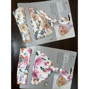 Newborn Top Knot Hat Lot of 2 Copper Top Knot Adjustable Hats